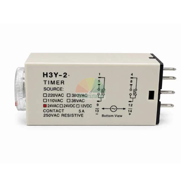 Zeitrelais H3Y-2 24VAC mit Schaltplan und Einstellrad