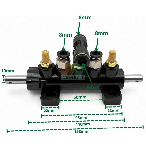 Ventilblock - Luftverteiler am Pedal Typ D mit Abmessungen