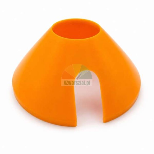 Orangefarbener Kunststoffkegel 120mm/40mm mit seitlichem Ausschnitt.