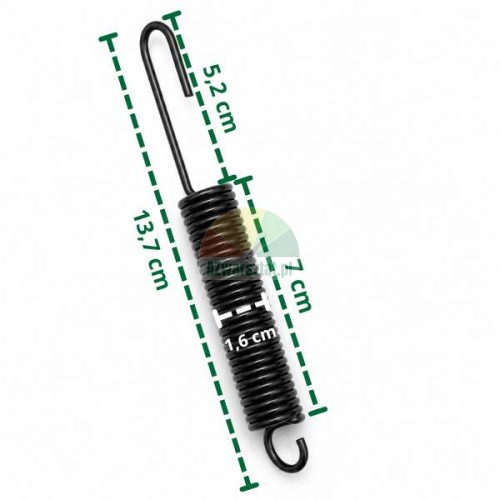 Schwarze Zugfeder 7 cm mit Maßen