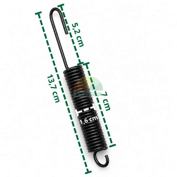 Schwarze Zugfeder 7 cm mit Maßen