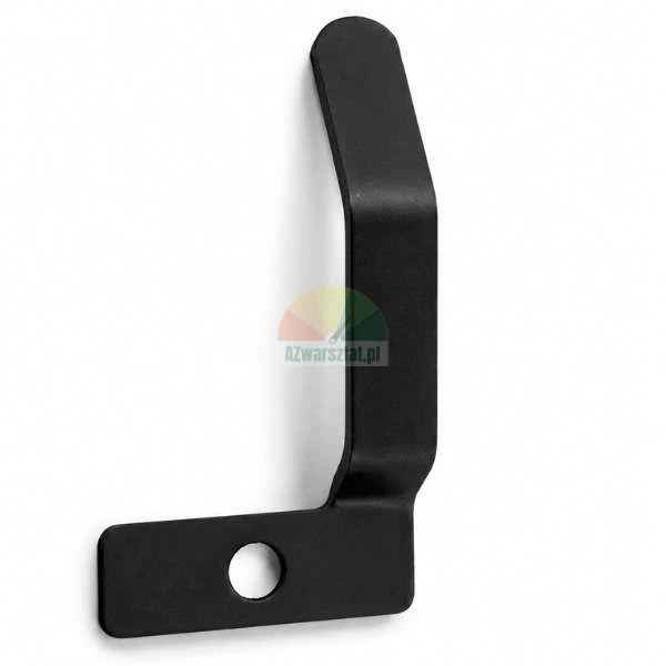 Schwarzer Wandhaken aus Metall mit matter Oberfläche und einem Montageloch.
