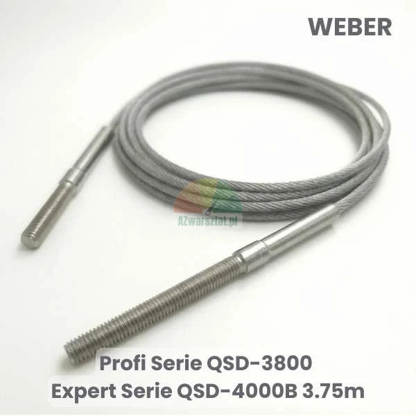 Stahlseil Ausgleichsseil für Weber Hebebühne Profi Serie QSD-3800 und Expert Serie QSD-4000B, Länge 3.75m mit Gewindebolzen