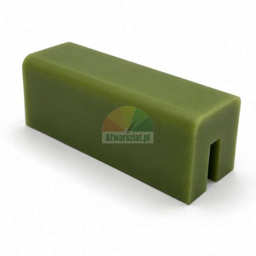 Grüner Gleitblock für Hebebühne mit den Maßen 7,4cm x 2,8cm x 2,8cm aus Kunststoff auf weißem Hintergrund.