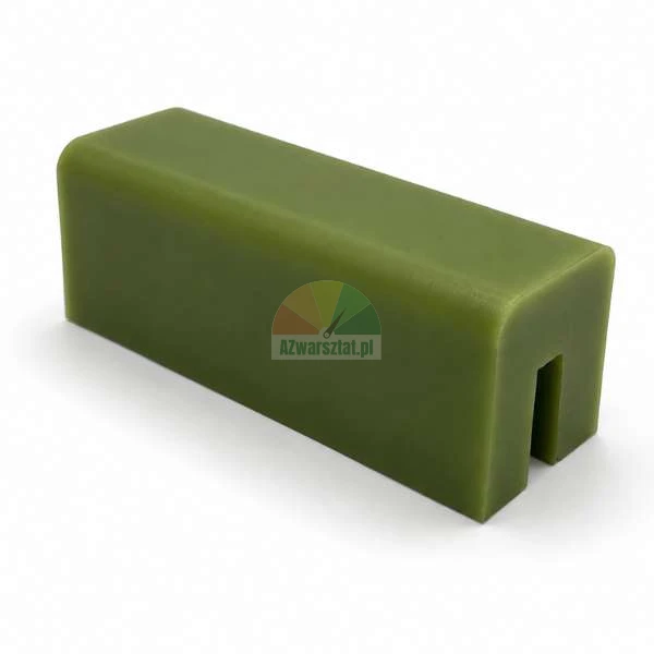 Grüner Gleitblock für Hebebühne mit den Maßen 7,4cm x 2,8cm x 2,8cm aus Kunststoff auf weißem Hintergrund.