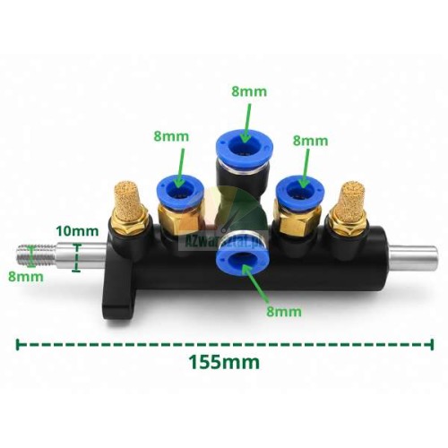 Luftverteiler für Fußpedal 4x8mm mit Maßen