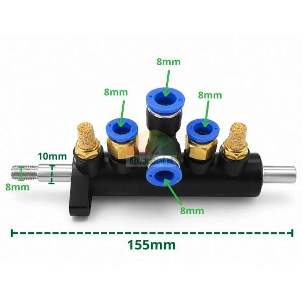 Luftverteiler für Fußpedal 4x8mm mit Maßen
