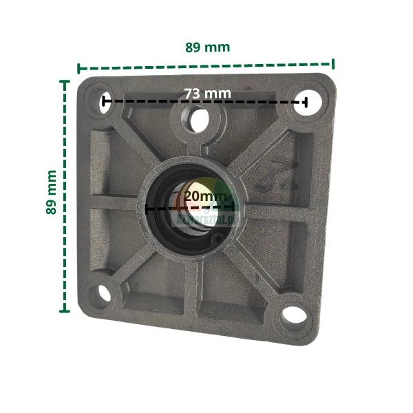 Quadratische Zylinderabdeckung für Reifenmontiermaschine 89x89 mm mit Maßangaben