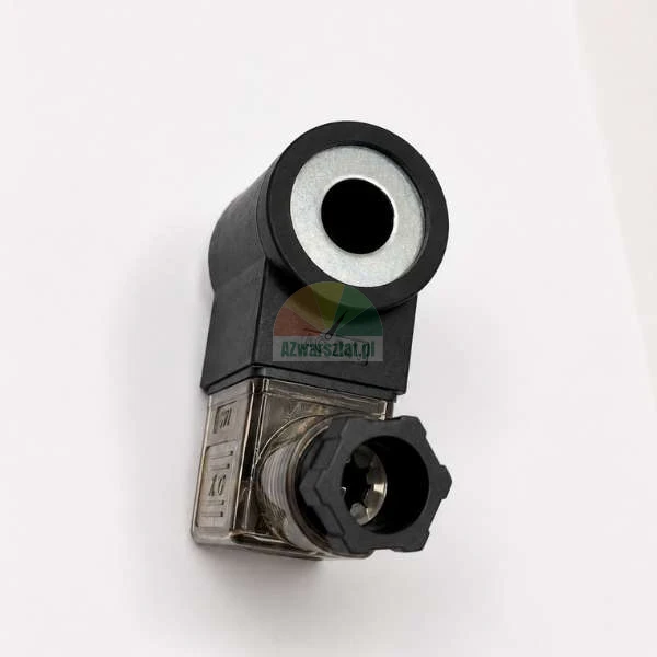 Magnetventilspule AC 24V mit Gerätestecker auf weißem Hintergrund