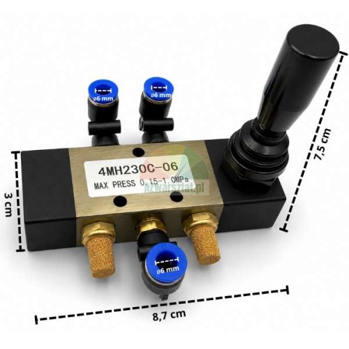 Pneumatisches Steuerungsventil mit Joystick und Abmessungen