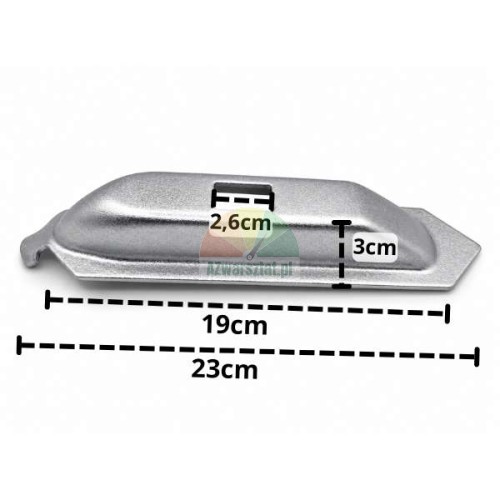 Gleitführung für die Spannklaue der Reifenmontiermaschine Typ A mit Abmessungen 23cm, 19cm, 3cm und 2,6cm