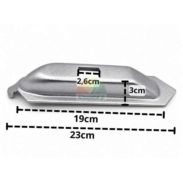 Gleitführung für die Spannklaue der Reifenmontiermaschine Typ A mit Abmessungen 23cm, 19cm, 3cm und 2,6cm