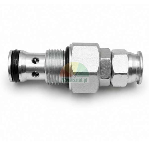 Metallisches Druckbegrenzungs- und Überströmventil G19mm mit O-Ring-Dichtungen auf hellem Hintergrund