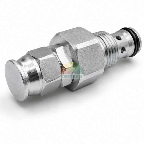 Hydraulisches Einschraubventil aus Metall mit O-Ring-Dichtung auf hellem Hintergrund