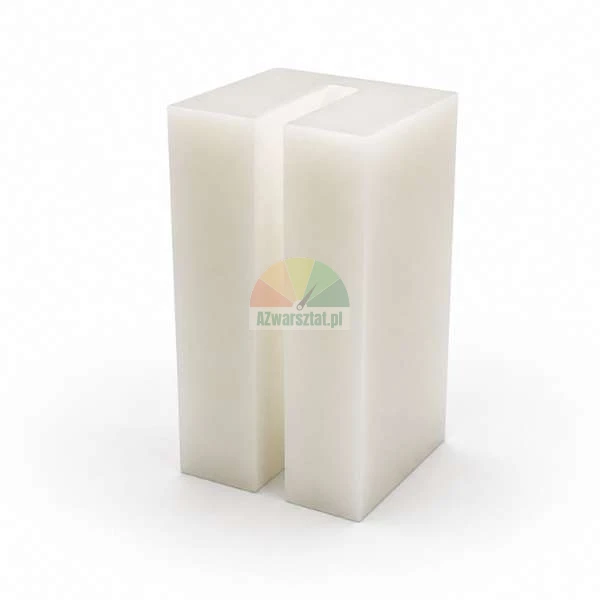 Weißer Kunststoff-Gleitblock für Hebebühne mit den Maßen 7,2 x 4 x 3,8 cm