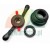 Schnellspannmutter für Reifenwuchtmaschine mit roten Hebeln, Andrückhaube und Ring auf weißem Hintergrund.