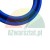 Blaue Polyurethan-Dichtung mit schwarzem O-Ring, Nahaufnahme eines kreisförmigen Dichtungsprofils auf weißem Hintergrund.