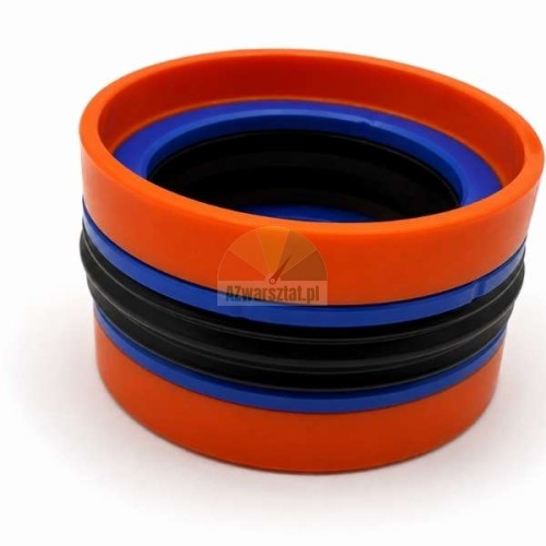 Kompakte Kolbendichtung für Hydraulikzylinder 55x39x31 mm mit blauen und orangefarbenen Ringen.