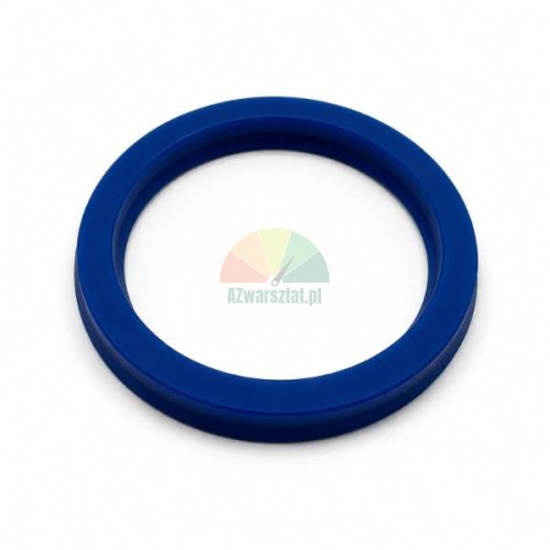 Blaue Polyurethan-Dichtung für Hydraulikzylinder UN 67x77x7, Draufsicht auf weißem Hintergrund.