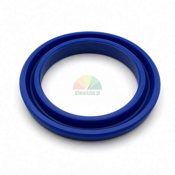 Blaue hydraulische Nutringdichtung aus Polyurethan auf weißem Hintergrund.