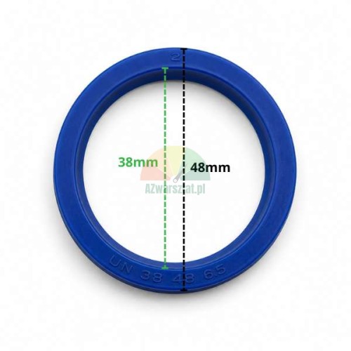 Blaue UN 38x48x6.5 Hydraulikzylinder-Dichtung mit Maßen 38 mm und 48 mm.