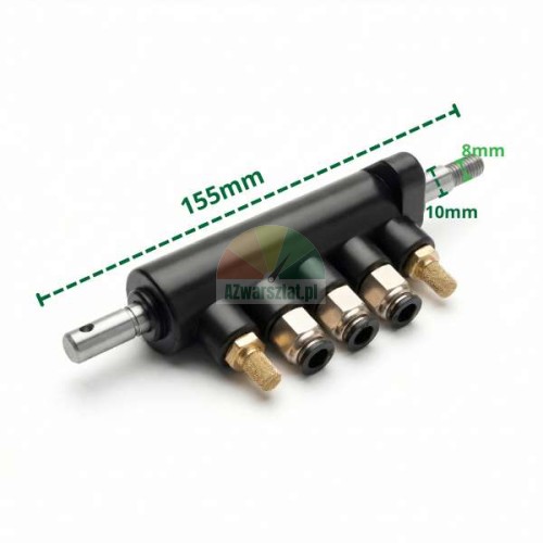 Schwarzer Ventilblock aus Kunststoff Typ A mit Massangaben 155 mm