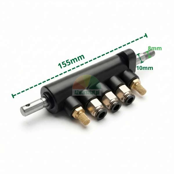 Schwarzer Ventilblock aus Kunststoff Typ A mit Massangaben 155 mm