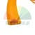 Nahaufnahme eines orangefarbenen, flexiblen Kantenschutzes mit C-Profil.