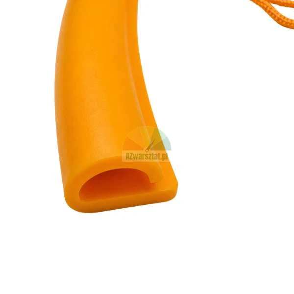 Nahaufnahme eines orangefarbenen, flexiblen Kantenschutzes mit C-Profil.
