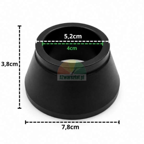 Schwarzer Konus 40mm, zweitkleinster mit Maßen 5,2cm bis 7,8cm und Höhe 3,8cm.