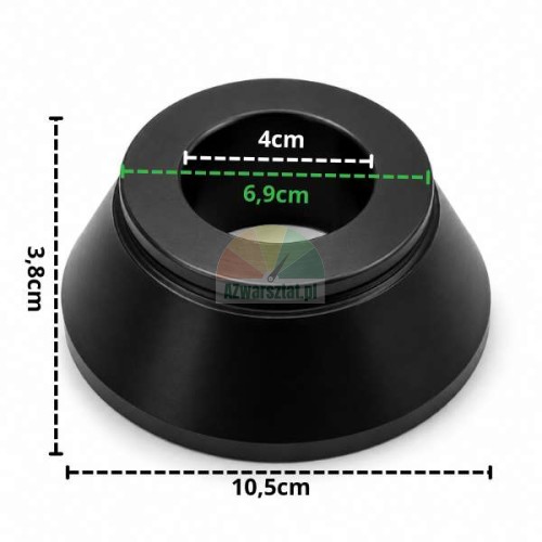 Schwarzer Zentrierkonus 40mm mit Maßen 6,9 cm bis 10,5 cm und Höhe 3,8 cm