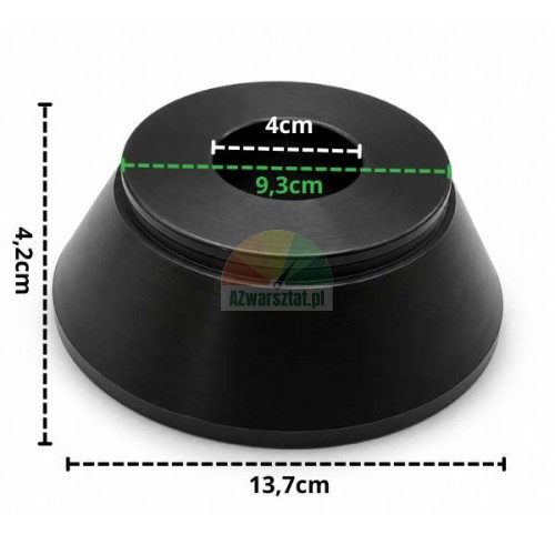 Schwarzer Zentrierkonus 40mm mit den Maßen 9,3cm - 13,7cm und einer Höhe von 4,2cm