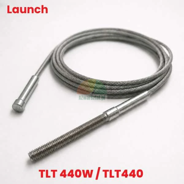 Stahlseil für Launch TLT440W / TLT440 4-Säulen-Hebebühne mit einer Länge von 7,71 m, aufgerollt auf weißem Hintergrund.