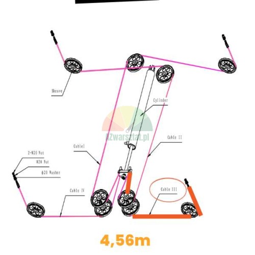 Seilführung des 4.56m Stahlseils für Launch TLT440W TLT440 4-Säulen-Hebebühne.