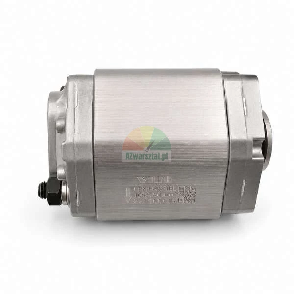 Seitenansicht der hydraulischen Zahnradpumpe CBKL-G2370BL von Wylind mit Metallgehäuse und gravierten Kennzeichnungen auf weißem Hintergrund.
