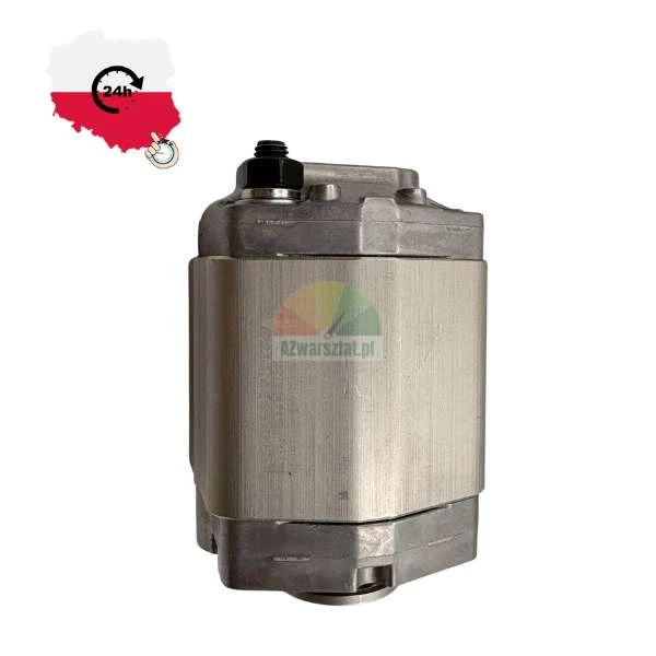 Hydraulische Zahnradpumpe mit Aluminiumgehäuse, mit einem Symbol für schnellen 24-Stunden-Versand aus Polen.