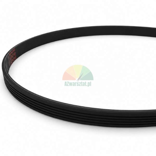 Schwarzer Keilrippenriemen für Reifenwuchtmaschine, Länge 83.8 cm, Breite 1.2 cm, mit 5 Rippen und 4 Rillen.