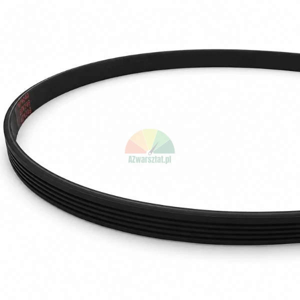 Schwarzer Keilrippenriemen für Reifenwuchtmaschine, Länge 83.8 cm, Breite 1.2 cm, mit 5 Rippen und 4 Rillen.