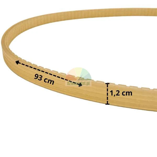 Gelber Antriebsriemen für Reifenwuchtmaschine, Länge 93 cm, Breite 1,2 cm.