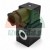 Schwarze 24V DC Magnetventilspule mit mPm Winkelstecker auf weissem Hintergrund