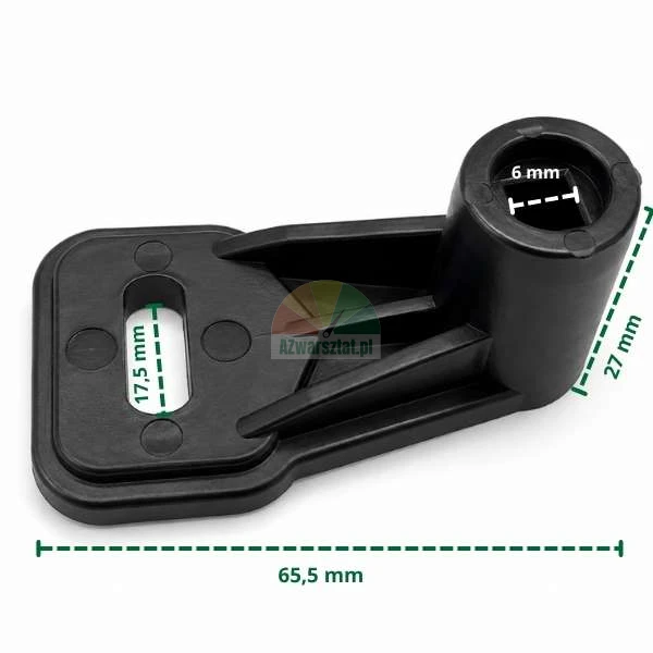 Schwarzer Kunststoff-Umschalter-Stecker für Reifenmontiermaschine 6mm mit Maßen.