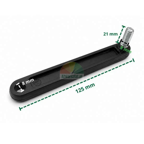 Schwarze Pedalmechanismus-Verbindung 125 mm lang mit Gewinde- und Lochmassen.