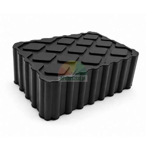 Schwarzer Gummiblock für Wagenheber, 12x8x4,1 cm, mit profilierter rutschfester Oberfläche