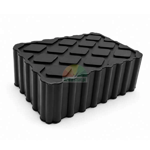 Schwarzer Gummiblock für Wagenheber, 12x8x4,1 cm, mit profilierter rutschfester Oberfläche