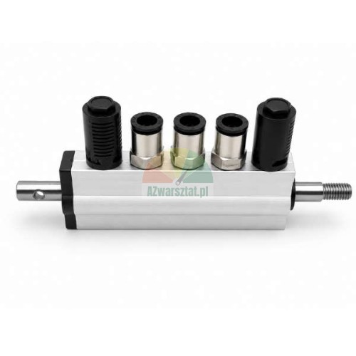 Kompletter Ventilblock Typ F aus Aluminium für das Reifenmontiergerät-Pedal mit Schnellkupplungen und Schalldämpfern.