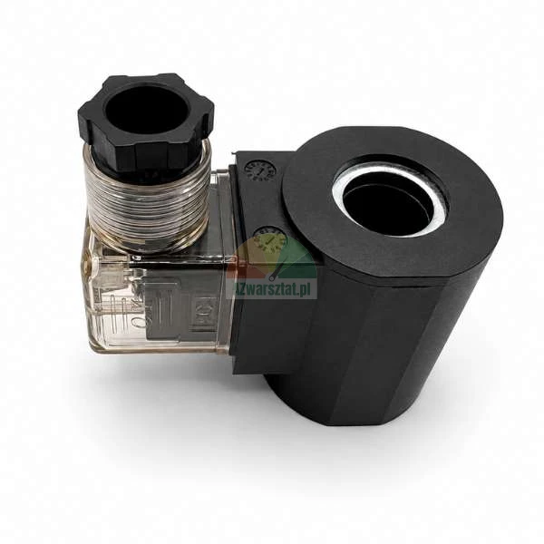 Schwarze Magnetspule 16mm / 24V AC mit transparentem Anschlussstecker