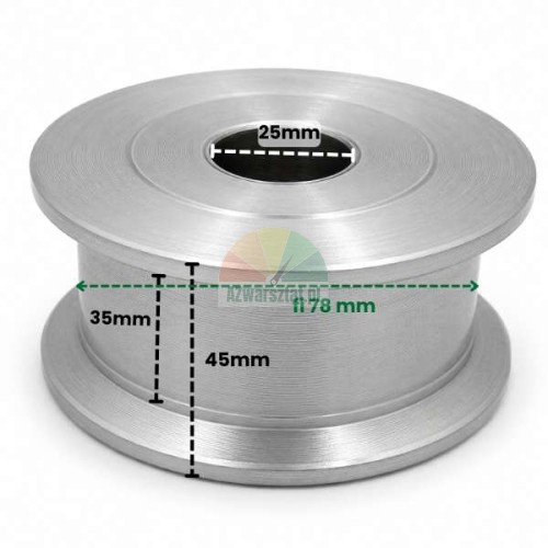 Kettenführungsrad für Zweisäulenbühne 25mm mit Maßen