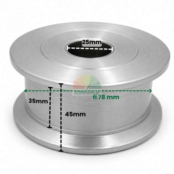 Metall-Kettenrolle für Hebebühne mit Durchmesser 78 mm und Höhe 45 mm