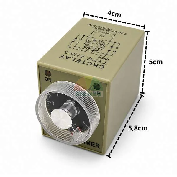 Zeitrelais AH3-3 220VAC 6s mit Abmessungen 4cm, 5cm, 5.8cm