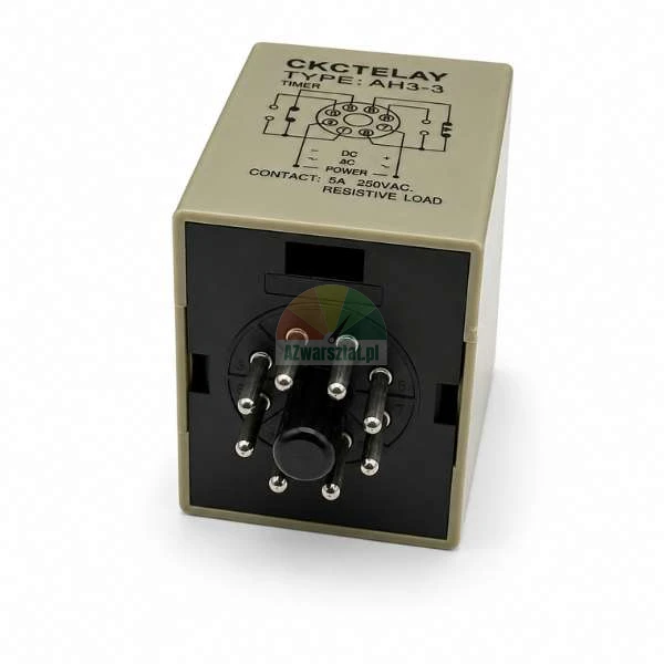 CKCTELAY Typ AH3-3 Zeitrelais mit sichtbarem 8-poligem Stecker und Schaltplan auf dem beigen Gehäuse.